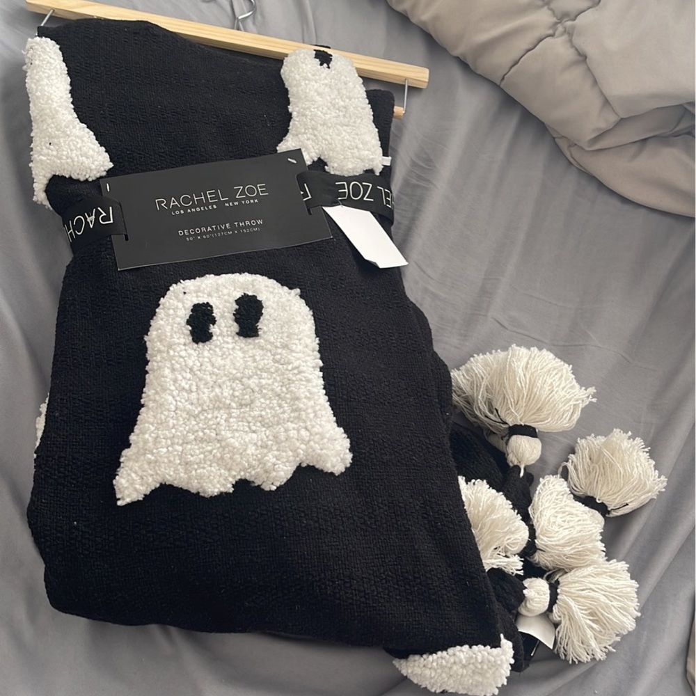 Rachel Zoe ghost black and white blanket